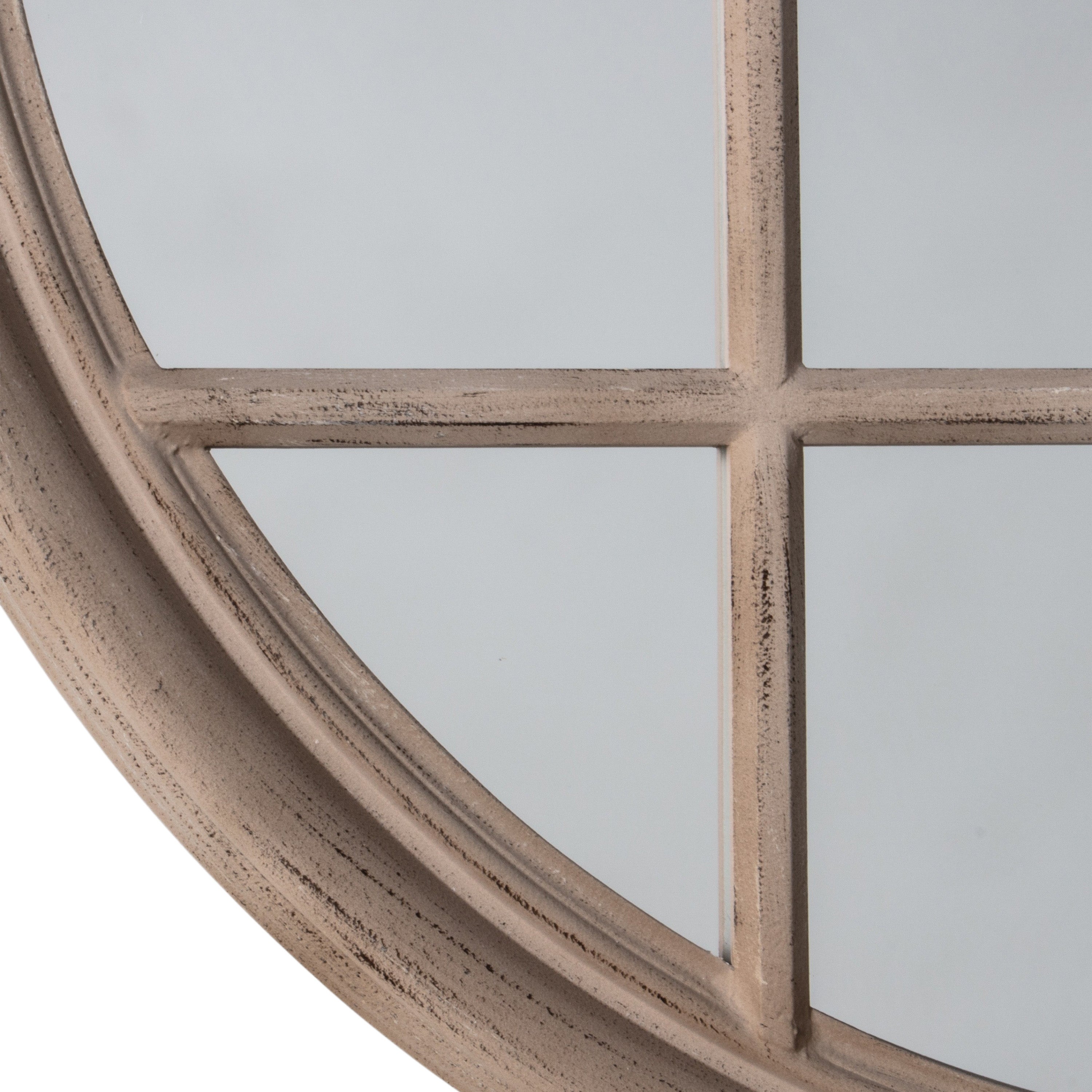 Carlton Matt Taupe Round Window Wall Mirror